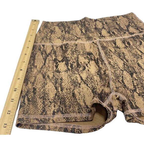 Snakeskin Gym Shorts Black and Brown Snake Print Workout Yoga Bottoms, Small New - Picture 7 of 9